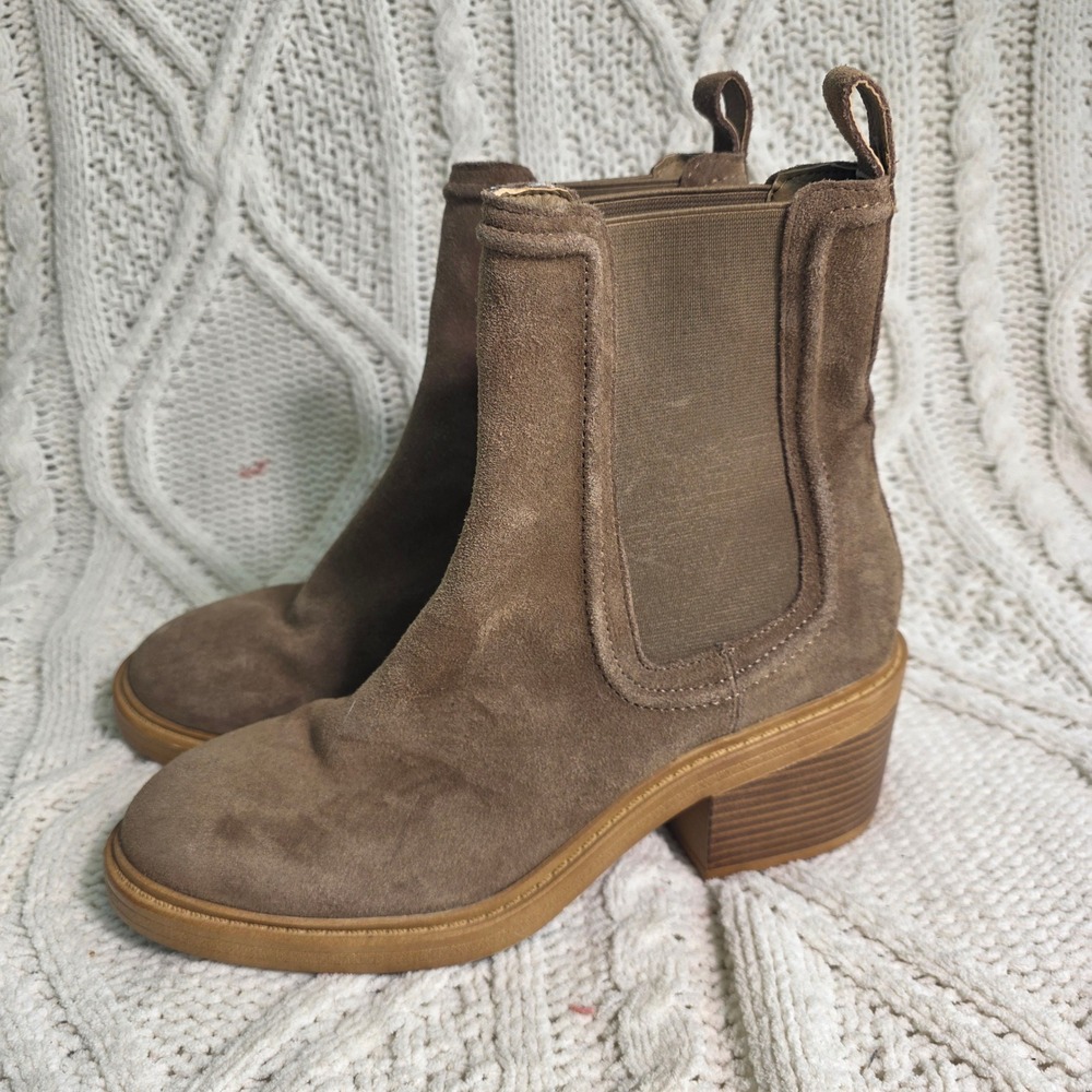 Steve Madden High Ankle Chelsea Boots Brown Suede Stacked Heel Women 9M